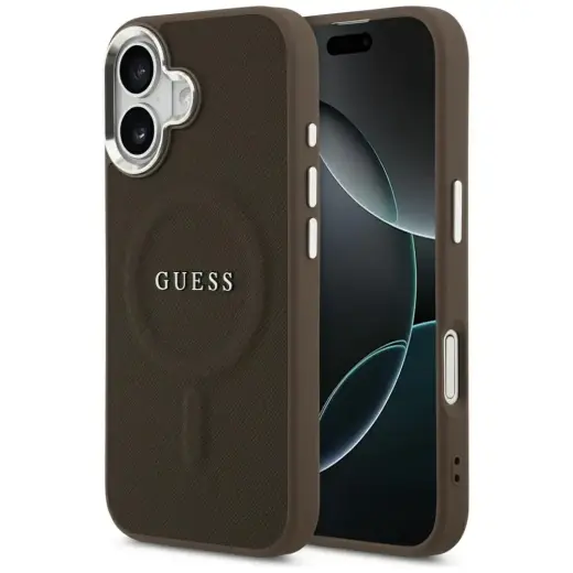 Guess Classic Logo MagSafe phone case for Apple iPhone 17 Brown