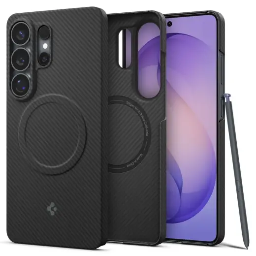 Spigen AirSkin Aramid Mag telefono dėklas su MagSafe palaikymu Samsung Galaxy S26 Ultra (S948) juodas