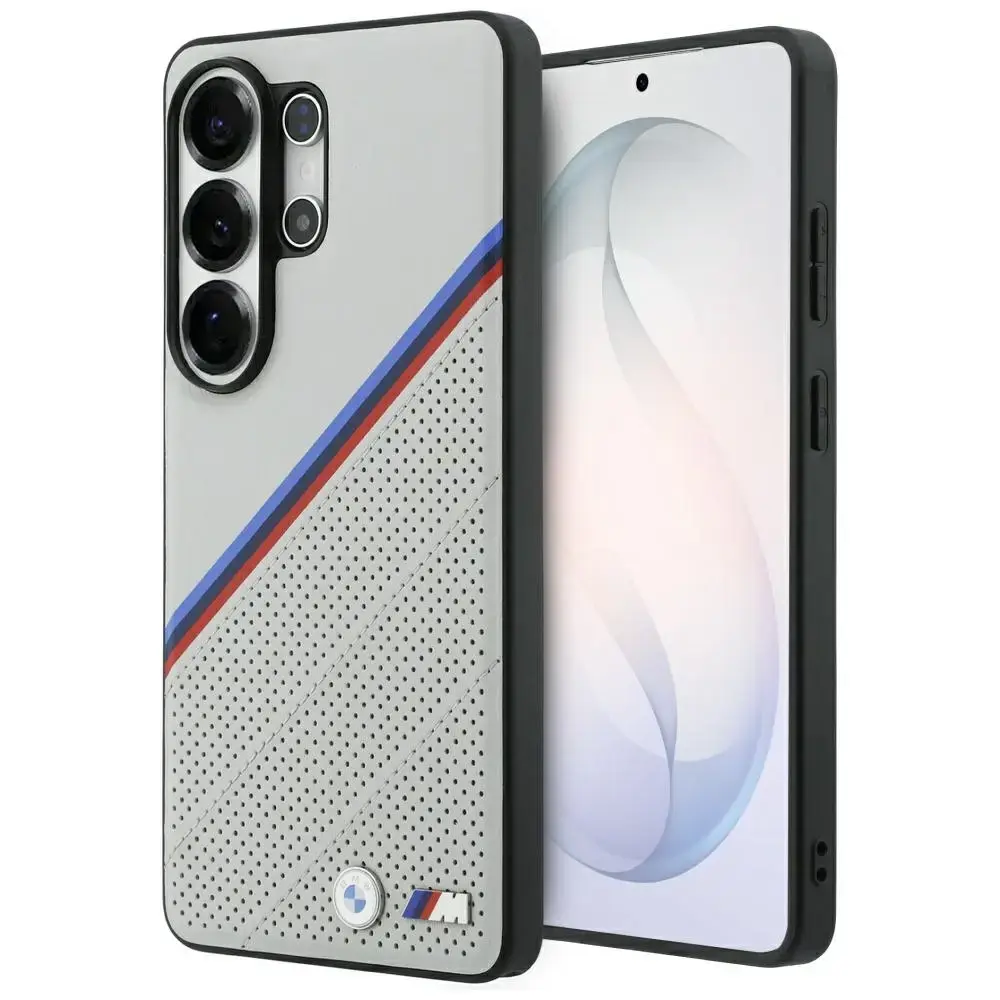BMW Tricolor Metal Logo maciņš ar MagSafe atbalstu telefonam Samsung Galaxy S26 Ultra (S948) pelēks