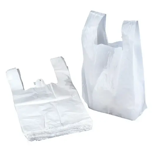 Bag with handle HDPE, 25 mkr, 30 x 18 x 55 cm, white color, 100 pcs/pack