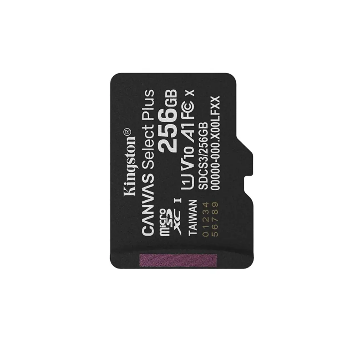 KINGSTON 256GB microSDXC Canvas Select Plus Gen3 150R A1 memory card, single pack, without adapter