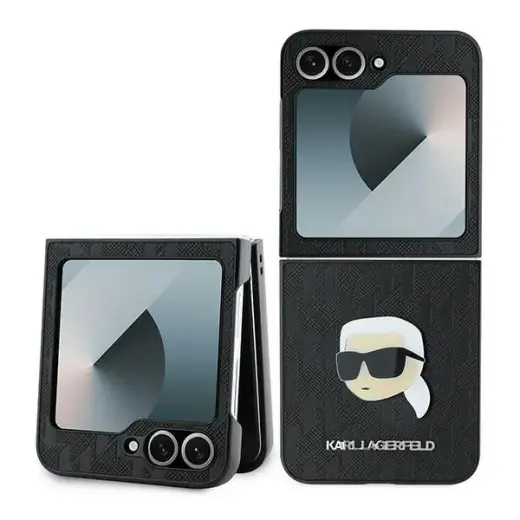 Original Case KARL LAGERFELD Saffiano Monogram KLHCZF6PGKSKIHK for Samsung Galaxy Z Flip 6 black