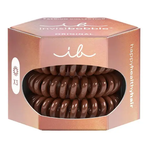 Invisibobble Original Premium Hair Ties Pretzel Brown 3 Pieces
