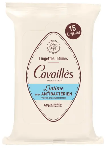 Set, Roge Cavailles, Antibacterial Intimate, Intimate Wipes, 15 pcs