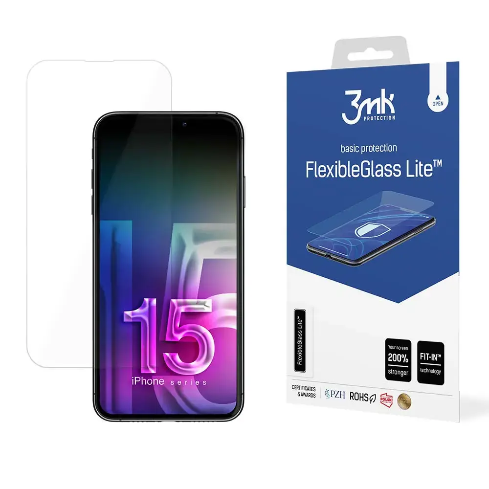 3mk FlexibleGlass Lite™ aizsargstikls telefonam iPhone 15 Pro