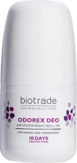 BiotradeTM Odorex Deo Roll-on 40 Ml, Antiperspirant for Hands and Underarms with 10-Day Protection from Sweating and Unpleasant Smell, One a