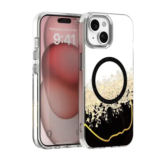 Epoxy Mag telefono dėklas su MagSafe palaikymu iPhone 15 juodas
