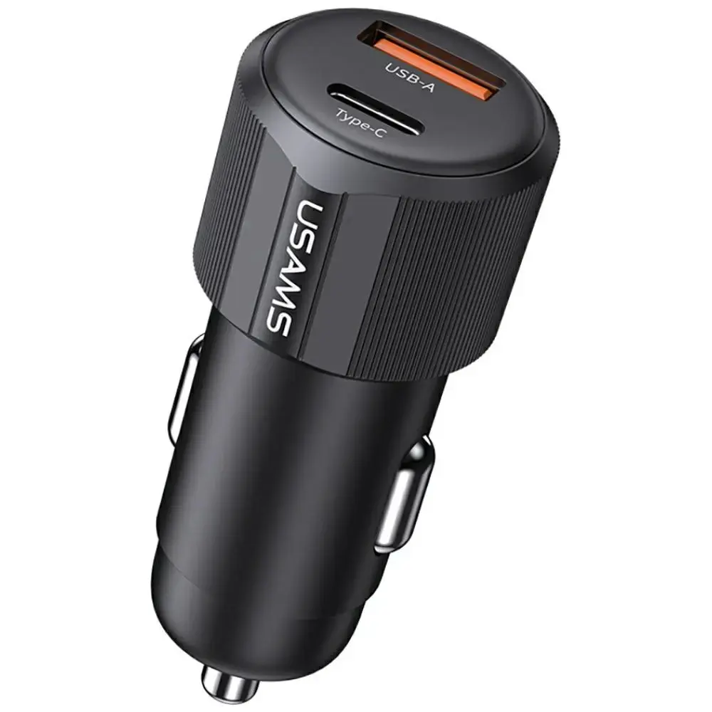 USAMS YT Series CC283 automašīnas lādētājs | 60W | USB-A, USB-C | melns