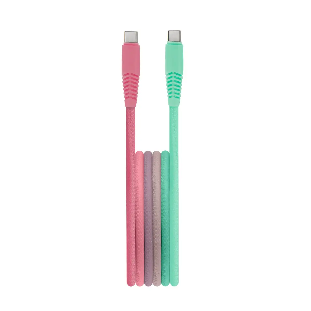 Setty KGC-C-1.5/320 datu pārraides un uzlādes vads | USB-C uz USB-C | 15W | 1.5m | tirkīza, rozā