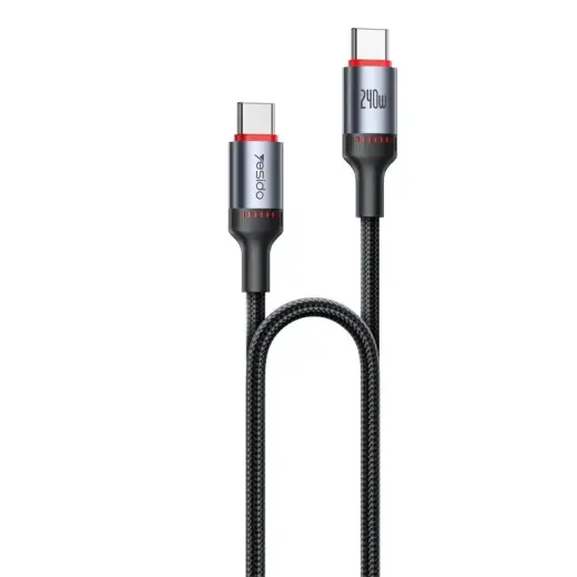 YESIDO CA185 duomenų perdavimo ir įkrovimo laidas | USB-C į USB-C | PD | 240W | 1.2m | juodas