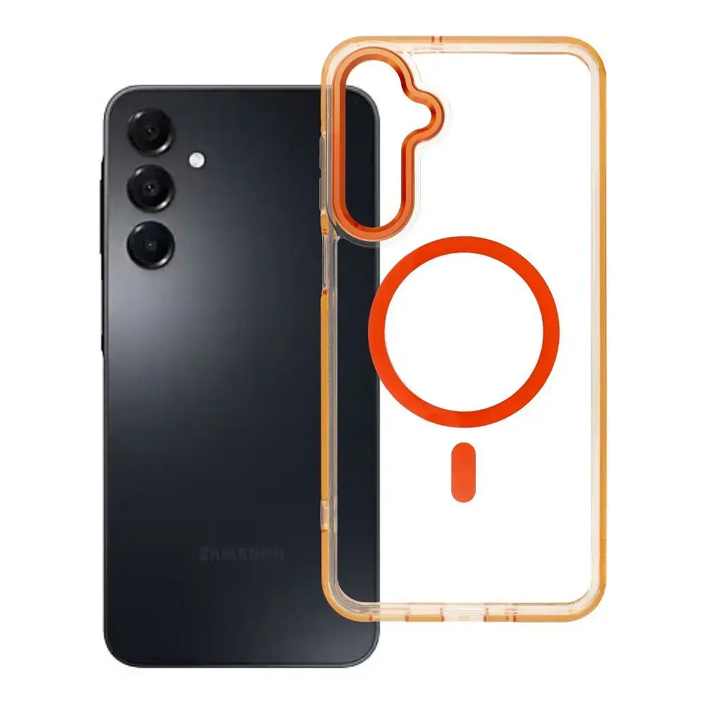 Case FRAME CLEAR HYBRID MAG COVER compatible with MagSafe for SAMSUNG A16 hermes orange