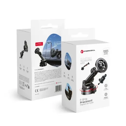 Magnetic car phone holder compatible with Magsafe Forcell F-Grip PrecisionX windshield/ dashboard / air vent black