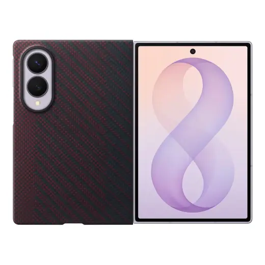 Carbon Magnet telefono dėklas su MagSafe palaikymu Samsung Galaxy Z Fold 8 (F971) raudonas (apsauginė plėvelė komplekte)