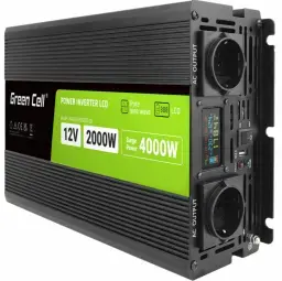 Strāvas pārveidotājs Green Cell PowerInverter LCD 12 V 2000 W/4000 W Pure Sine Wave