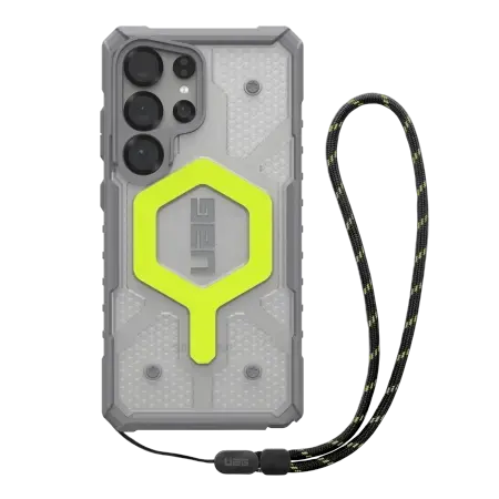 UAG Pathfinder Clear Magnet Bundle Magnetic Case and Wrist Strap for Samsung Galaxy S25 Ultra 5G - Neon Gray
