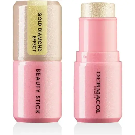 Dermacol, Illuminante + Bronzer, - Diamond-effect Highlighter Stick (Beauty Stick) 7 G - Shade: 1 ROSEGOLD GLOW EFFECT (1 EFFETTO BAGLIORE ORO ROSA, 7