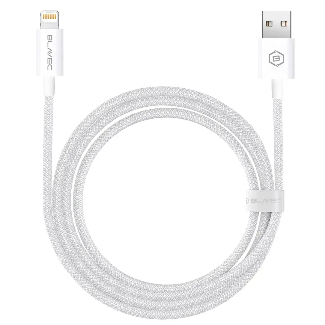 Blavec Cable Candy braided - USB to Lightning - 2,4A 2 metres (CCA-UL24W20) white
