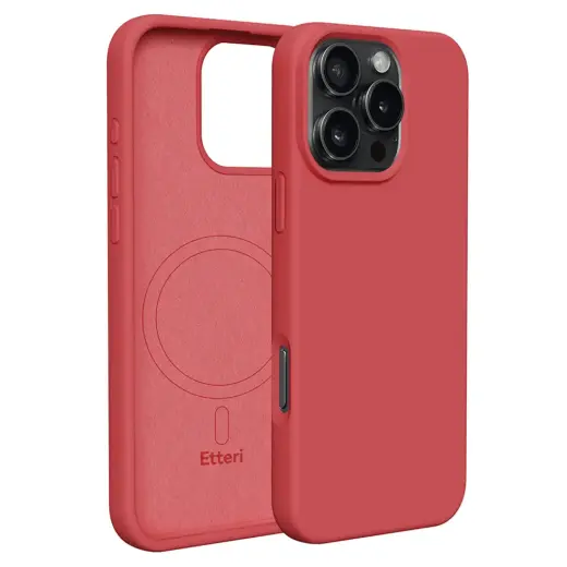 Etteri Silicone telefono dėklas su MagSafe palaikymu iPhone 16 Pro Max rožinis