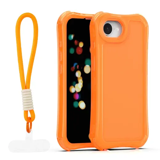 Safepop telefono dėklas su dirželiu iPhone 16e | iPhone 17e oranžinis