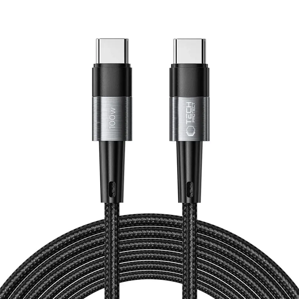 Tech-Protect UltraBoost datu pārraides un uzlādes vads | USB-C uz USB-C | 100W | 3m | pelēks