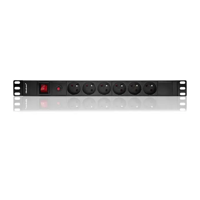 Qoltec Overvoltage power strip  for RACK 19" with CB | 1U | 16A | PDU | 6xFRENCH | 2m