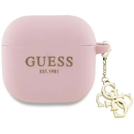 Guess GUA4LECG4P AirPods 4 cover          różowy|pink Silicone 4G Charm