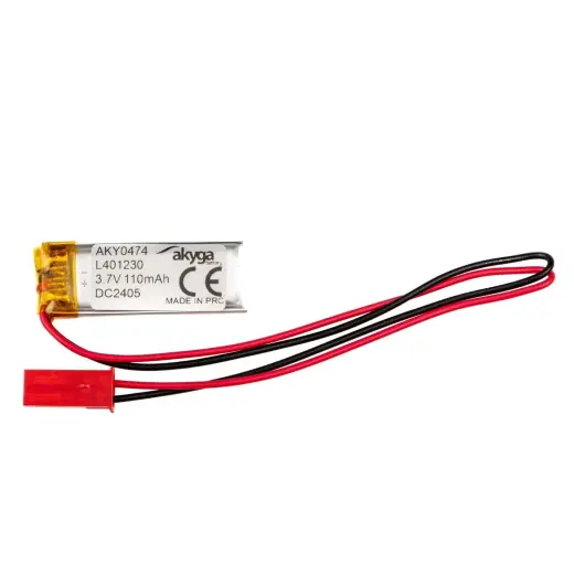 Lithium Polymer Battery Akyga AKY0474 LP401230 Li-Po 3.7V|110mAh PCM JST 2.54 2-Pin Connector 150mm