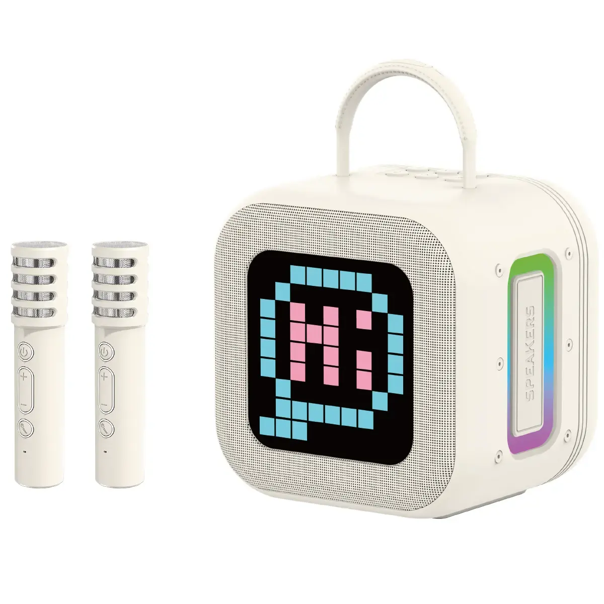 Blavec Portable Bluetooth Speaker WS-09 Karaoke Fun - 10W with 2 microphones and display (WS09-2MBE) beige