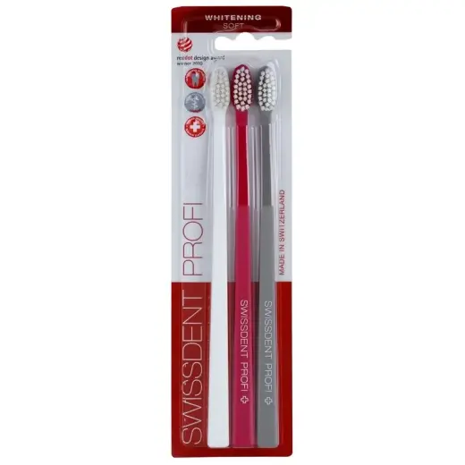 Swissdent Trio Soft Whitening Toothbrush 2 + 1 FREE (White + Pink + Grey)