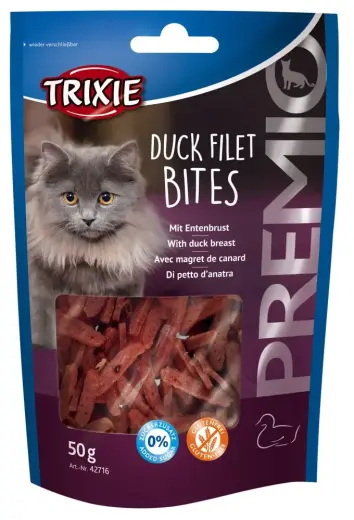 Gardumi kaķiem : Trixie Premio Duck Filet Bites, 50 g
