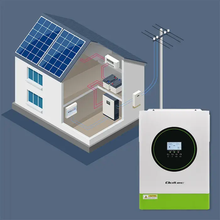 Qoltec Hybrid Solar Inverter Off-Grid 6200W | 120A | 48V| MPPT | BMS | AGM GEL LiFePO4 |  Wi-Fi option | Sinus | Power factor 1.0