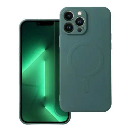 SILICONE MAG COVER phone case with MagSafe support for iPhone 13 Pro green