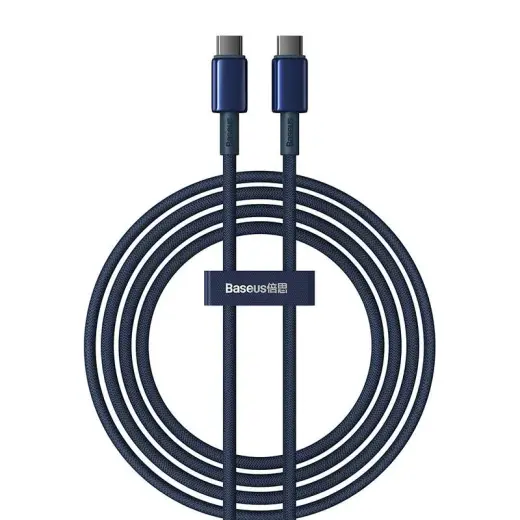 Baseus Tungsten Gold data transfer and charging cable | USB-C to USB-C | 100W | 2m | blue