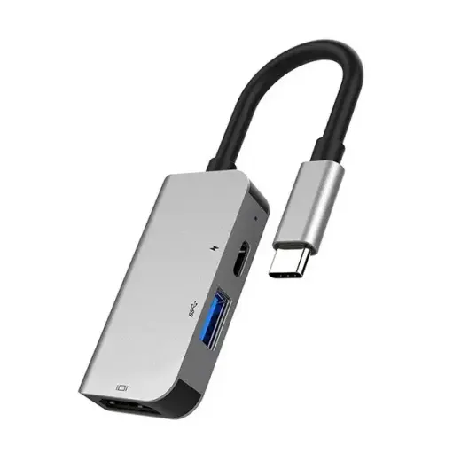 Fusion 3 in 1 Adapteris USB-C uz HDMI | USB 3.0 | USB-C Sudraba