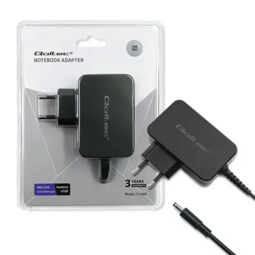 Qoltec Power adapter for laptop Dell 45W | 19.5V | 2.31A | 4.5*3.0+pin