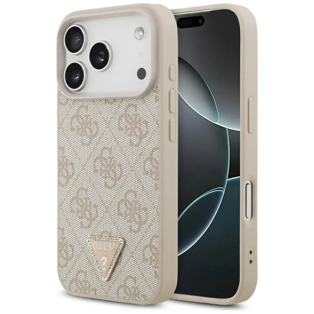 Guess Leather 4G Triangle Strass MagSafe Case for iPhone 17 Pro Pink
