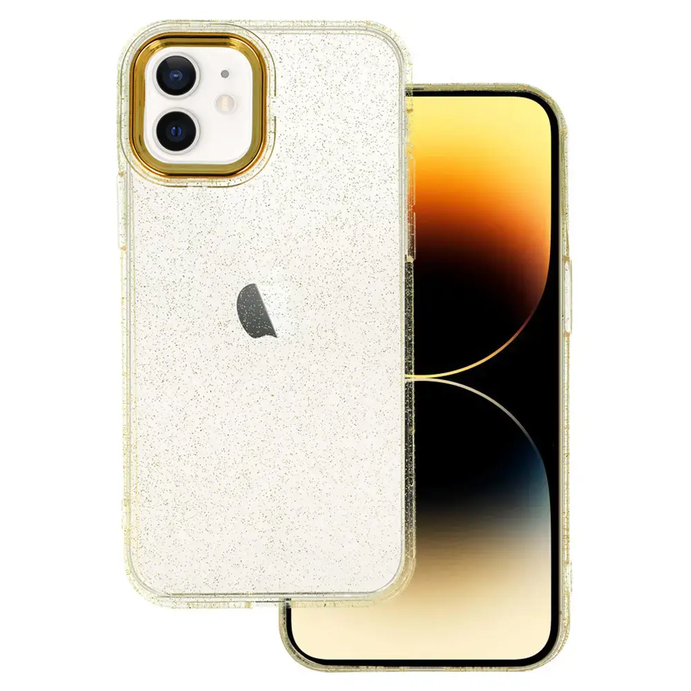 Tel Protect Gold Glitter maciņš telefonam iPhone 12 | iPhone 12 Pro zelta krāsā