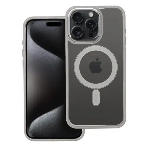 Color Edge Mag phone case with MagSafe support for iPhone 15 Pro Max gray