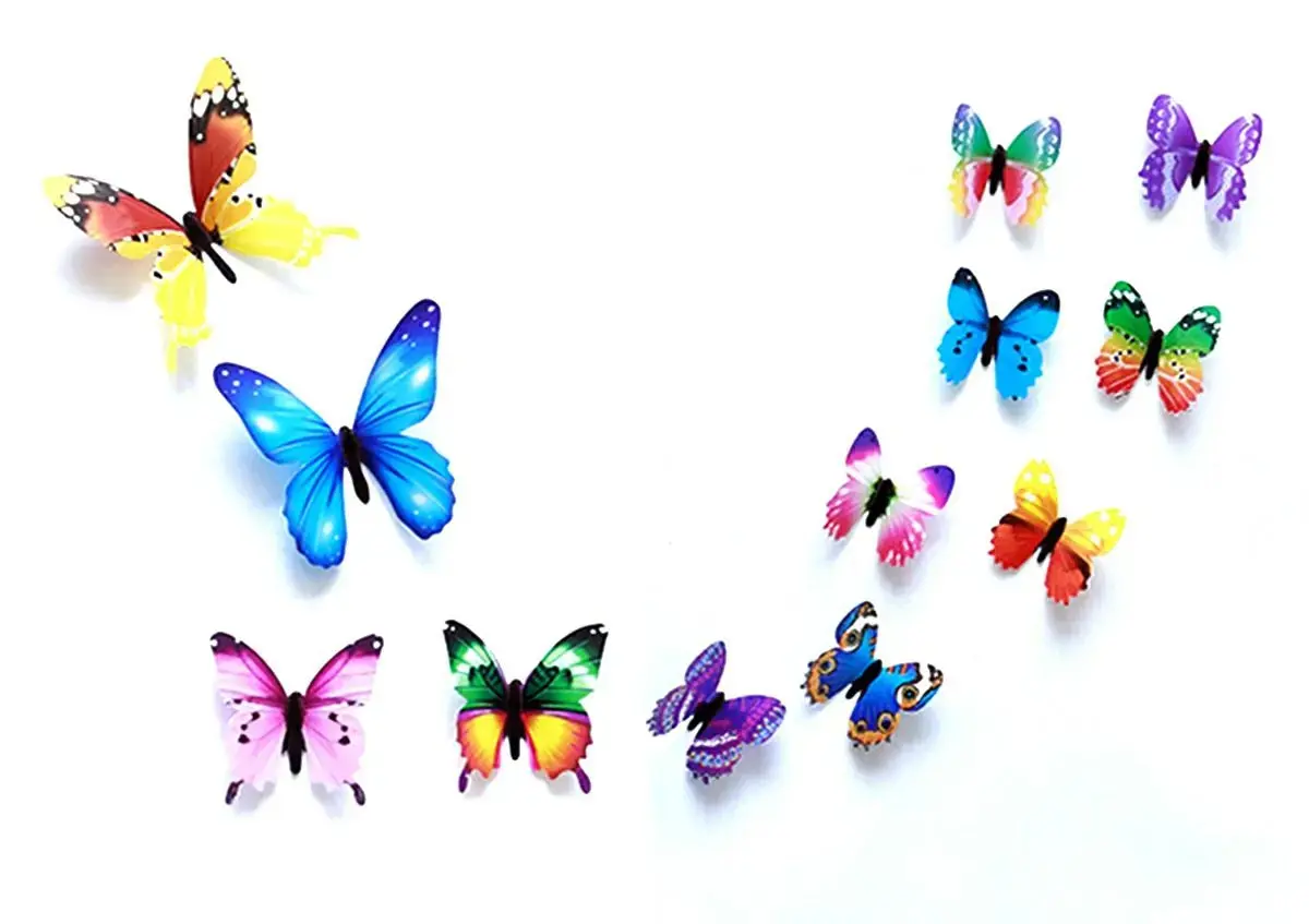 Fusion fluorescējošās uzlīmes guļamistabai "Butterfly" 12 gab (mix)