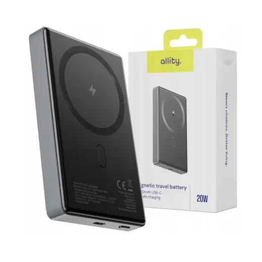 Allity wireless power bank APB-300 PD QC 20W 10000 mAh magnetic gray