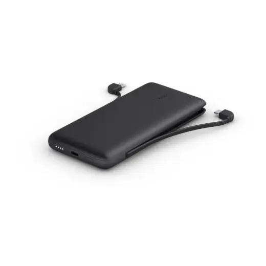 Ārējais akumulators 10 000mAh ar kabeļiem USB-C LTG Melns