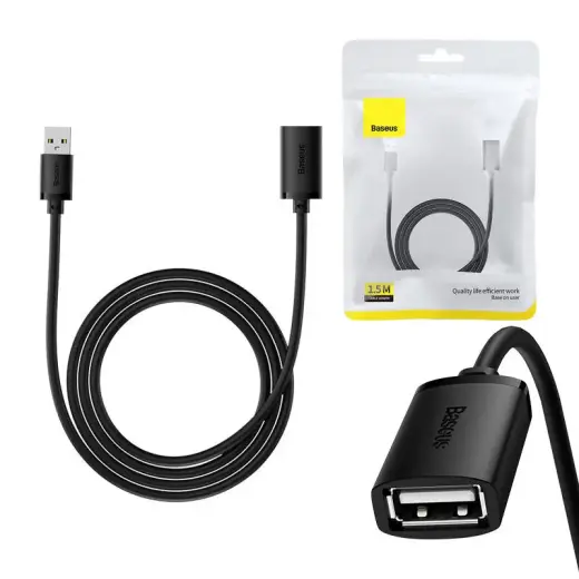 USB 2.0 Extension cable Baseus Male to Female, AirJoy Series, 1.5m (black)