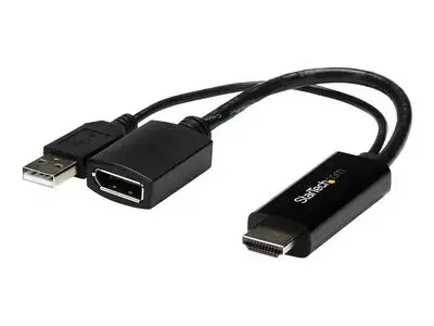 StarTech.com 4K 30Hz HDMI to DisplayPort Video Adapter w| USB Power - 6 in - HDMI 1.4 (Male) to DP 1.2 (Female) Active Monitor Converter (HD2DP) - video converter - black