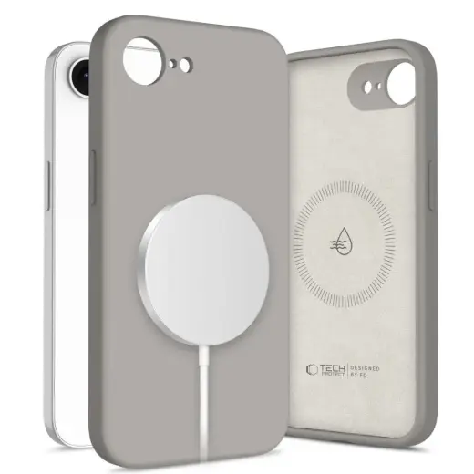 TECH-PROTECT SILICONE phone case with MagSafe support for iPhone 16E | iPhone 17E gray