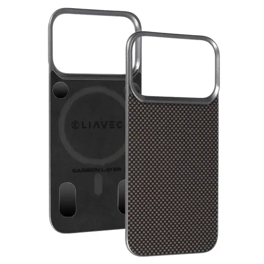 Liavec Carbon Layer telefono dėklas su MagSafe palaikymu iPhone 17 Pro auksinis