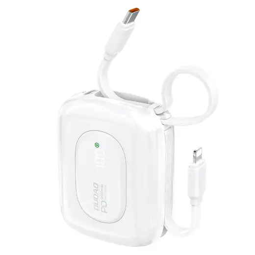 Dudao K32 22.5W 10000 mAh Powerbank with Built-in USB-C| Lightning Cable - White
