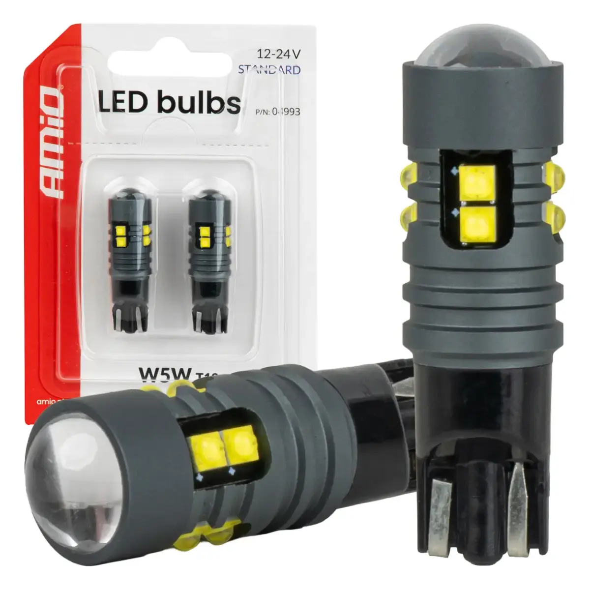 LED bulbs STANDARD T10 2525 10SMD White 12/24V AMIO-04993