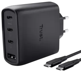 Trust Maxo reisilaadija | 65W | GaN | USB-C, USB-A | must