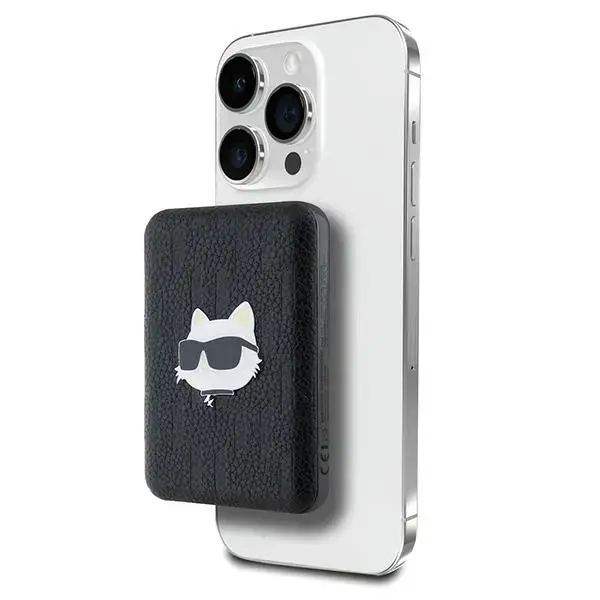 Karl Lagerfeld KLPB5FPGKSCHHK Choupette Head Pin ārējais akumulators (powerbank) | 5000 mAh | 16W | MagSafe | melns