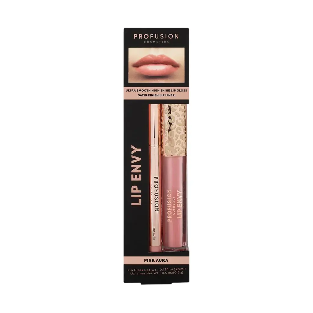 Set Profusion Cosmetics: Lip Envy Pink Aura, Lip Gloss, 3.5 ml + Lip Envy Pink Aura, Lip Liner, 0.3 g